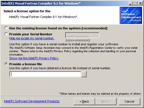 Intel Visual Fortran Compiler 9.1 License.lic